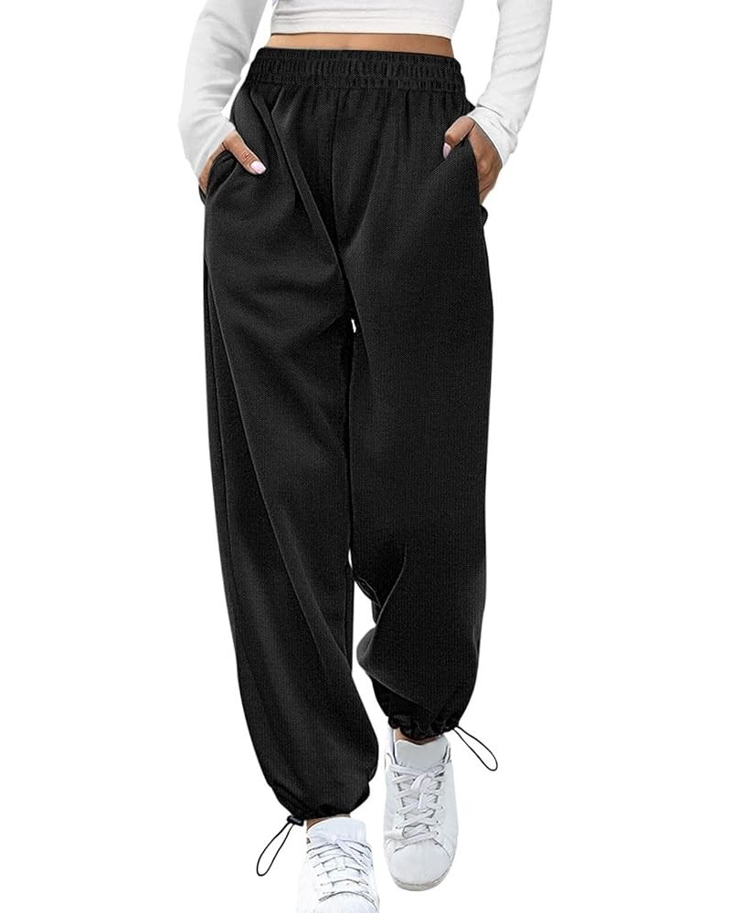 Cinch Bottom Sweatpants for Women Loose Fit Drawstring Plain Joggers Track Pants with Pockets Baggy Cozy Running Workout H91-...