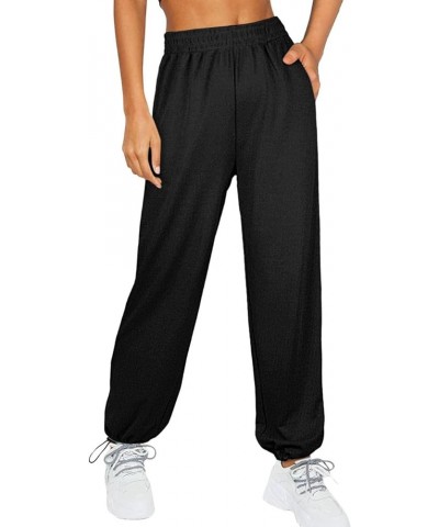 Cinch Bottom Sweatpants for Women Loose Fit Drawstring Plain Joggers Track Pants with Pockets Baggy Cozy Running Workout H91-...