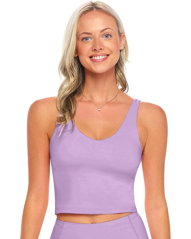 Women’s Longline Wirefree Padded Medium Support Sports Bra Lavender $9.64 Lingerie