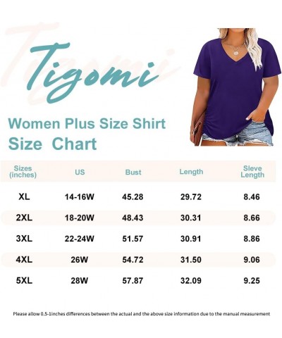 Plus Size T Shirt for Women Short Sleeve Shirts Tops Print Graphic Pattern Tunic Summer Blouse XL-5XL 14-28 9_ F069_ Plain _ ...