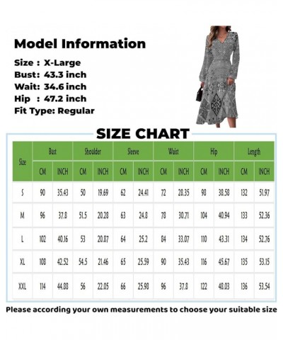 Summer Women Dresses 2024 V Neck Long Sleeve Boho Flowy Loose A-Line Midi Dress Floral Printed Dress 03-beige $11.04 Underwear