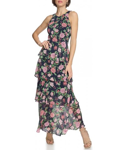 Women's Halter Neck Layered Tiers Dress Sky Captain/Peony $39.61 Dresses