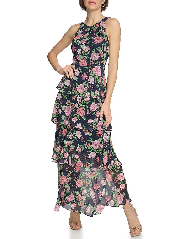 Women's Halter Neck Layered Tiers Dress Sky Captain/Peony $39.61 Dresses