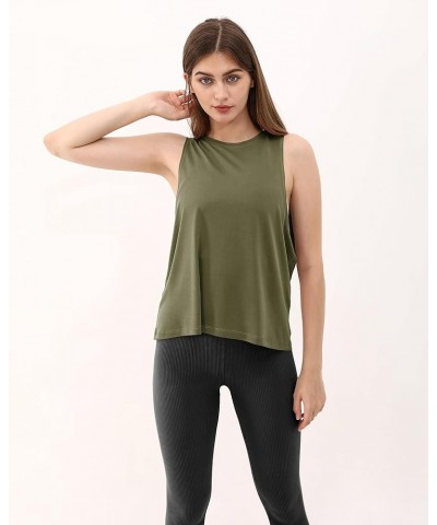 3-Pack Loose Tank Tops for Women Sleeveless Gym Athletic Workout Tops Yoga Shirts Army Green+warm Tan+sangria (Long) $9.49 Ac...