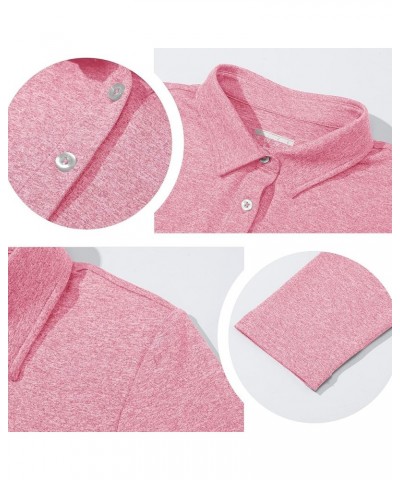 Women's Polo Shirt Long Sleeve Quick Dry UPF 50+ Sun Protection Shirts for Golf Athletic Hiking Running Work Pink $14.49 Shirts