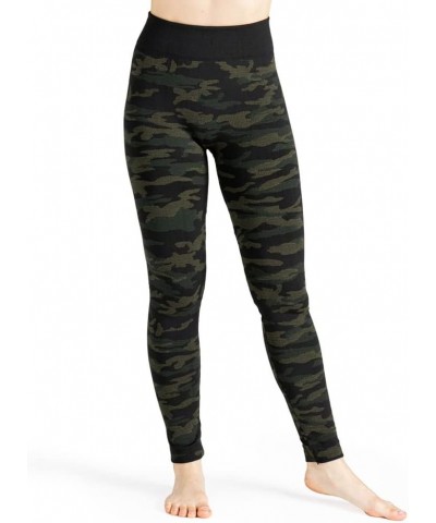 Women's Fleece Lined Mid-Rise Warm Stretch Leggings Jungle Camo $9.62 Others