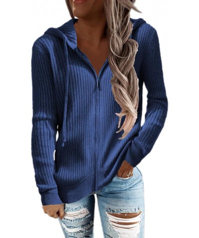 Womens Zip Up Solid Color Hoodie Sweaters Casual Plain Striped Long Sleeve Drawstring Hood Sweatershirts Blue $14.27 Hoodies ...