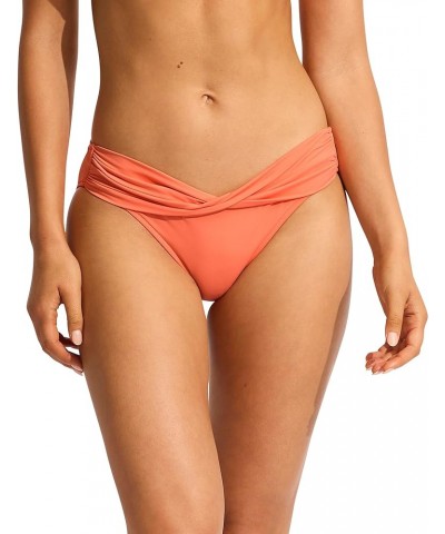 Women's Twist Band Hipster Full Coverage Bikini Bottom Swimsuit Eco Collective Melon $8.60 Swimsuits