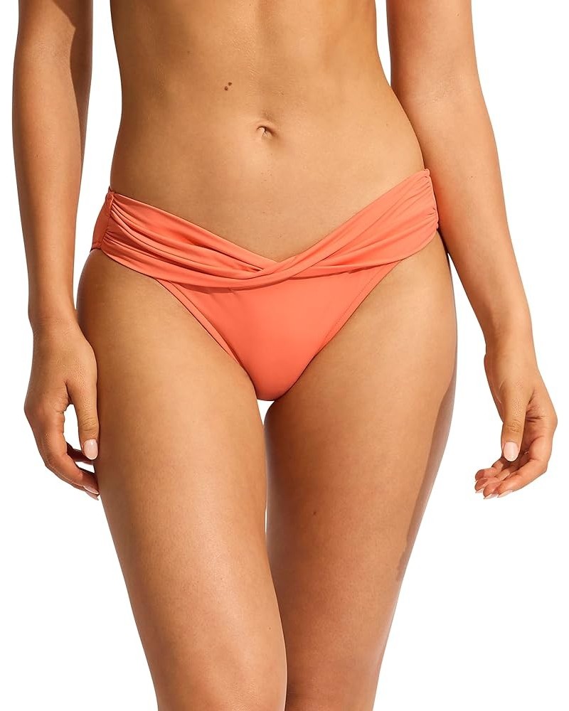 Women's Twist Band Hipster Full Coverage Bikini Bottom Swimsuit Eco Collective Melon $8.60 Swimsuits