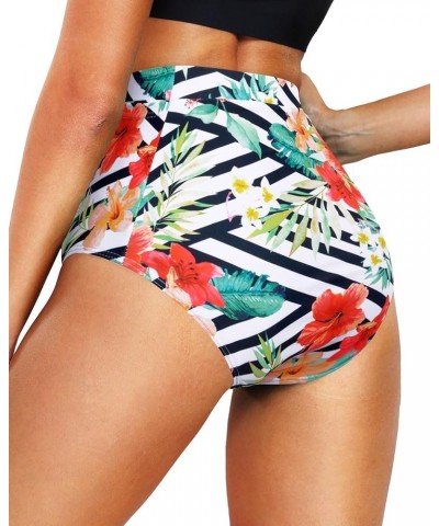 Women's High Waisted Bikini Bottom Full Coverage Tummy Control Swimusuit Bottom with Pockets Floral $17.39 Swimsuits