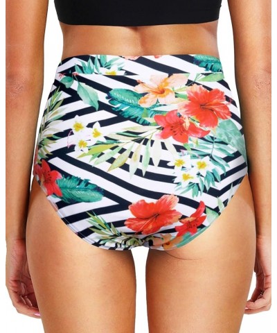 Women's High Waisted Bikini Bottom Full Coverage Tummy Control Swimusuit Bottom with Pockets Floral $17.39 Swimsuits