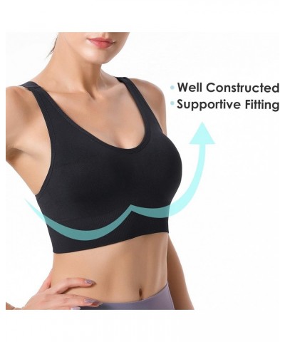 Sports Bra for Women Padded Medium Support Criss Cross Strappy Bras Seamless High Impact Yoga Exercise Athletic Bras ①black W...