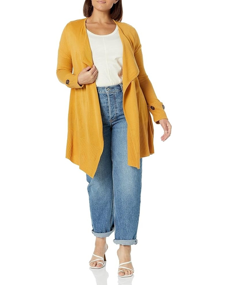 Women's Plus Size Cardi Big Buttn Cuff Mustard $9.51 Sweaters