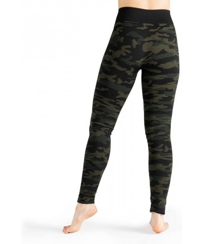 Women's Fleece Lined Mid-Rise Warm Stretch Leggings Jungle Camo $9.62 Others