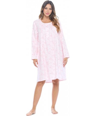 Women's Flannel Floral Long Sleeve Nightgown Pink Floral $13.60 Sleep & Lounge