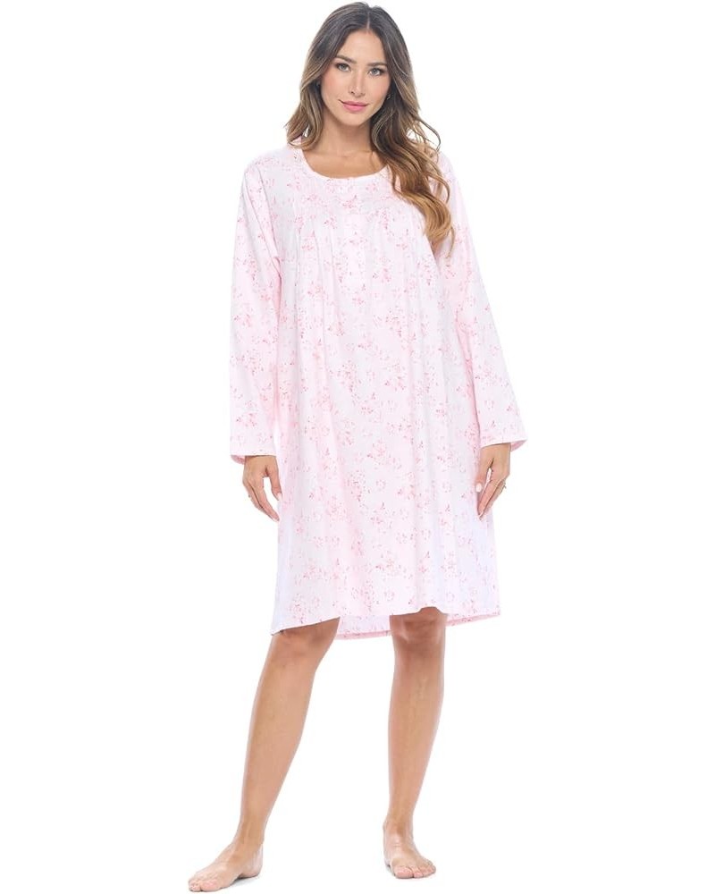 Women's Flannel Floral Long Sleeve Nightgown Pink Floral $13.60 Sleep & Lounge