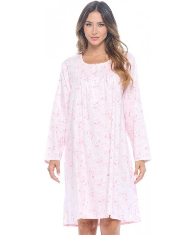 Women's Flannel Floral Long Sleeve Nightgown Pink Floral $13.60 Sleep & Lounge