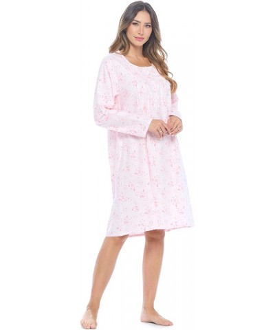 Women's Flannel Floral Long Sleeve Nightgown Pink Floral $13.60 Sleep & Lounge