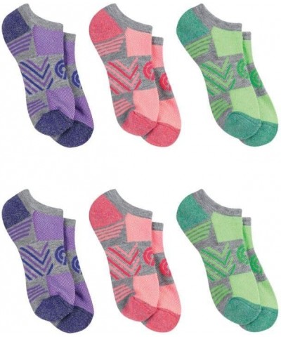 Women's No Show Sock Gray With Green, Pink Or Purple Accent $14.36 Activewear