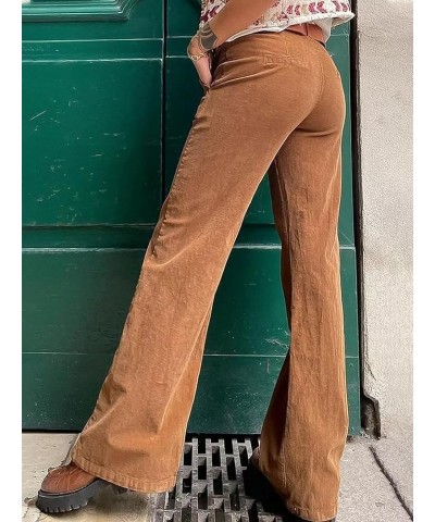 Women's Wide Leg Pants Mid Waist Flare Jeans for Women Straight Leg Dress Pants Light Brown $24.75 Pants