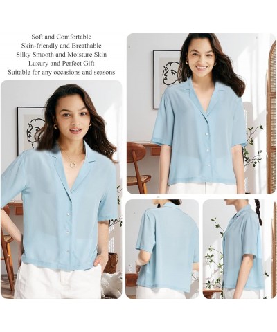 Silk Blouse for Women Button Down Shirts: Women's Short Sleeve Elegant Shirt 100% Pure Silk Casual Tops Summer Luxury Blouses...