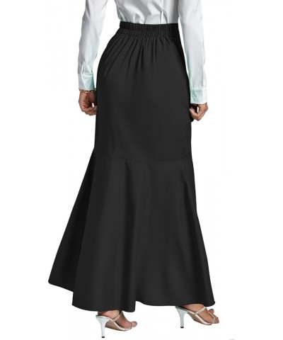 Women's Tie Waist Ruffle Wrap Mermaid Fishtail Hem High Waist Long Maxi Skirt Black $13.44 Skirts