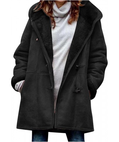 Winter Trench Coats for Women Long Length Parka Warm 2023 Trendy Plus Size Puffer Jacket Fleece Hooded Windbreaker A-dark Gra...