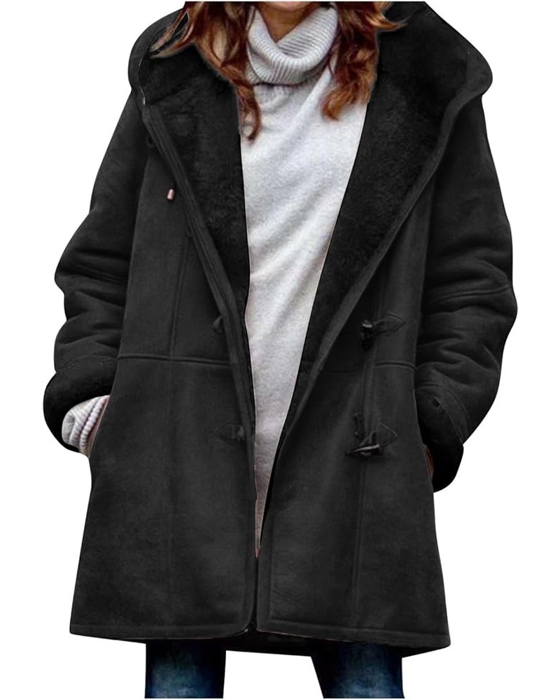 Winter Trench Coats for Women Long Length Parka Warm 2023 Trendy Plus Size Puffer Jacket Fleece Hooded Windbreaker A-dark Gra...