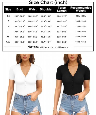 Bodysuits for Women Short Sleeve Bodysuit Button-Design V Neck Body Suit Bodysuit Tops Going Out (Black, XX-Large) $14.99 Bod...