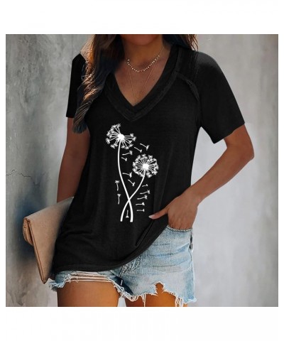 Cute Tops for Women Plus Size Sexy V Neck Short Sleeve Blouses Dressy Casual T Shirts Trendy Basic Oversized Tees 05-black $7...