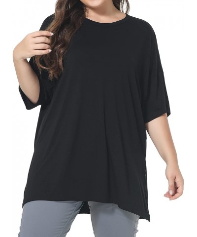 Womens Oversized T-Shirt Casual Crewneck Short Sleeve Shirt Summer Loose Fit Gym Workout Tee Split Side Tops Plus Size Plus S...