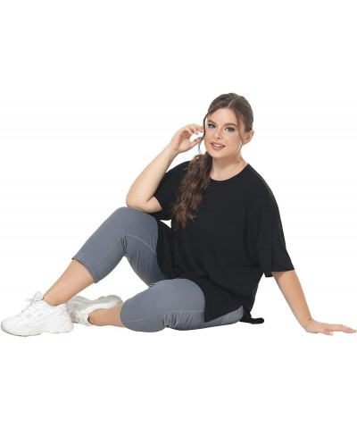 Womens Oversized T-Shirt Casual Crewneck Short Sleeve Shirt Summer Loose Fit Gym Workout Tee Split Side Tops Plus Size Plus S...