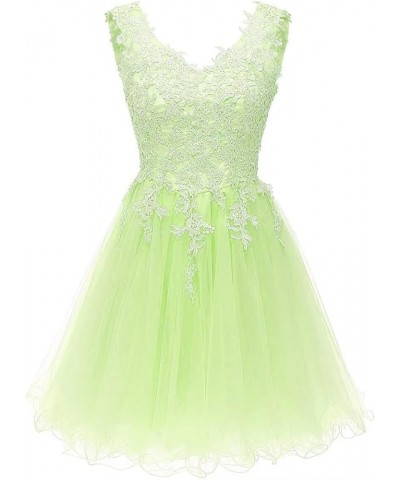 Women's V Neck Lace Homecoming Dresses Short Prom Dress for Teens A Line Tulle Sage Green $33.79 Dresses