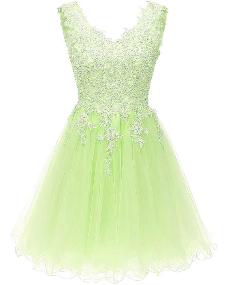 Women's V Neck Lace Homecoming Dresses Short Prom Dress for Teens A Line Tulle Sage Green $33.79 Dresses