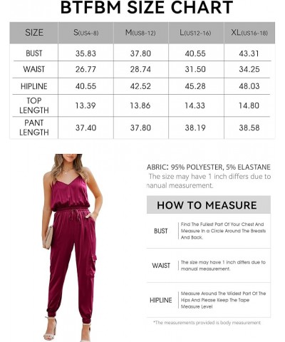 Women's Casual Sleeveless Adjustable Spaghetti Strap Jumpsuits Summer One Piece Outfits Satin Long Pants Rompers Solid Wine R...