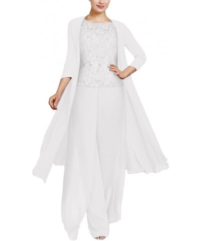 Modest Mother of The Bride Dresses for Women Two Pieces Jumpsuits with Jacket for Wedding Guest LZ006 Ivory $37.80 Suits