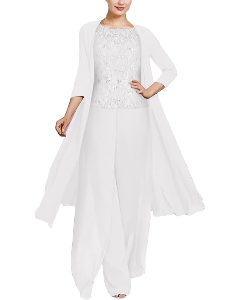 Modest Mother of The Bride Dresses for Women Two Pieces Jumpsuits with Jacket for Wedding Guest LZ006 Ivory $37.80 Suits