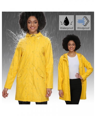 Raincoat Women, Rain Jacket Waterproof Raincoat Hooded Windbreaker Outdoor Long Active Long-yellow $18.45 Jackets