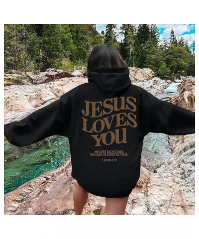 Jesus Loves You Hoodie Christian Sweatshirt Jesus Gifts Pullover Tops Streetwear Gift Y2K Clothes Black $12.38 Hoodies & Swea...