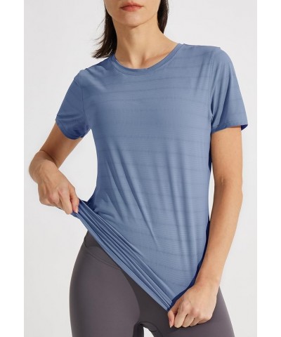 Women's Workout T Shirts Short Sleeve Gym Running Athletic Tops Quck Dry Crewneck Yoga Shirts 01-blue $11.99 Activewear