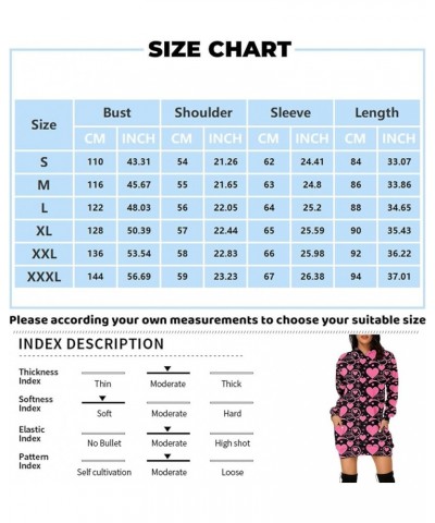 Women's Hooded Sweatshirt Lightweight Long Sleeve Pullover Heart Print Hoodie Dress with Pockets Pink $8.82 Hoodies & Sweatsh...