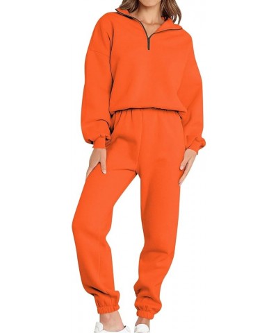 Workout Sets for Women,2023 Fall 2 Piece Sweatsuits Fashion Tracksuit Casual Quarter Zip Pullover Jogger Pants C-orange $8.90...