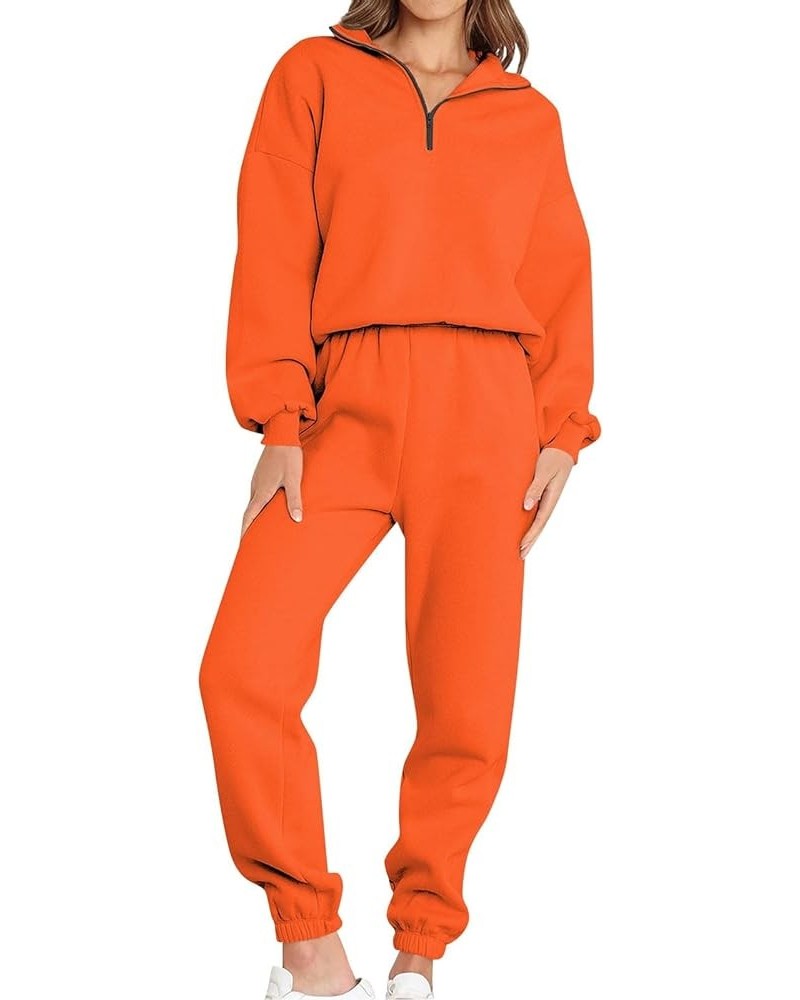 Workout Sets for Women,2023 Fall 2 Piece Sweatsuits Fashion Tracksuit Casual Quarter Zip Pullover Jogger Pants C-orange $8.90...