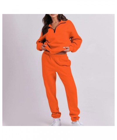 Workout Sets for Women,2023 Fall 2 Piece Sweatsuits Fashion Tracksuit Casual Quarter Zip Pullover Jogger Pants C-orange $8.90...