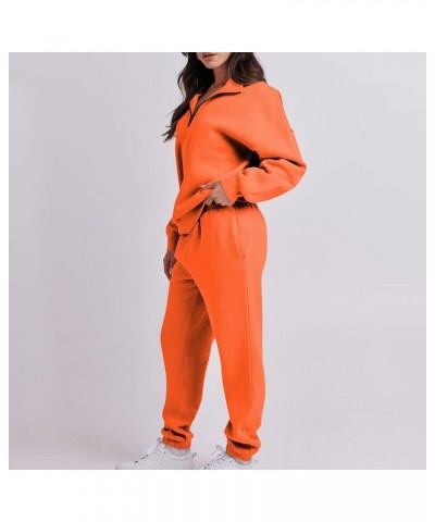 Workout Sets for Women,2023 Fall 2 Piece Sweatsuits Fashion Tracksuit Casual Quarter Zip Pullover Jogger Pants C-orange $8.90...