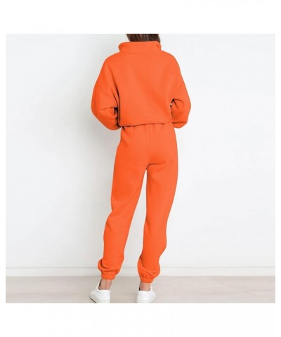 Workout Sets for Women,2023 Fall 2 Piece Sweatsuits Fashion Tracksuit Casual Quarter Zip Pullover Jogger Pants C-orange $8.90...