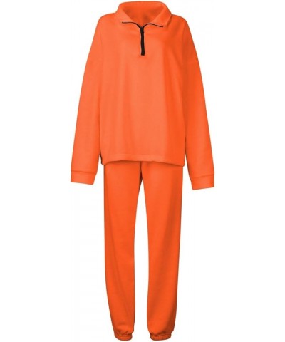 Workout Sets for Women,2023 Fall 2 Piece Sweatsuits Fashion Tracksuit Casual Quarter Zip Pullover Jogger Pants C-orange $8.90...