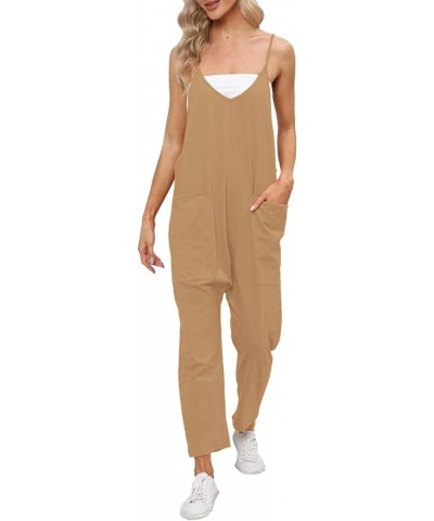 Jumpsuits for Women Casual Summer Rompers Dressy Women Loose Sleeveless Jumpsuits Adjustbale Spaghetti Strap Overalls S2-brow...