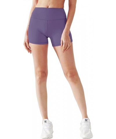 High Waist Athletic Shorts for Womens Yoga Fitness Running Shorts with Deep Pockets Pack of 3:16 Black & Grey & Lavender $14....