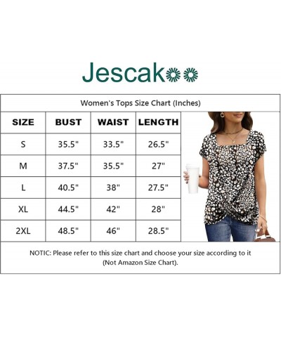 Women's Short Sleeve Round Neck T Shirt Front Twist Tunic Tops Casual Loose Fitted Square Neck-18white Leopard $11.09 T-Shirts